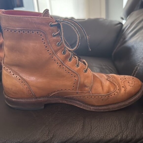 Allen Edmonds "DALTON" Men's Leather Wingtip Dress Boots 10D Walnut - Picture 10 of 16